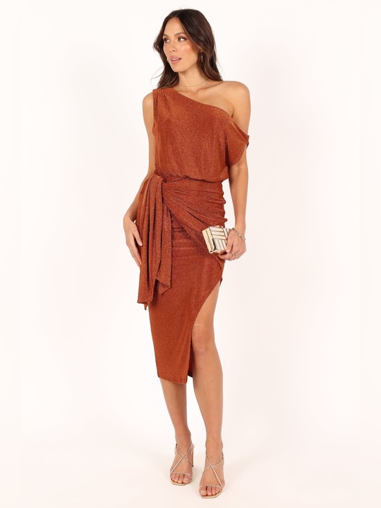 Petal & Pup Dresses & Skirts - Petal & Pup Santiago Off Shoulder Dress XS Bronze Metallic Fall Wedding Party